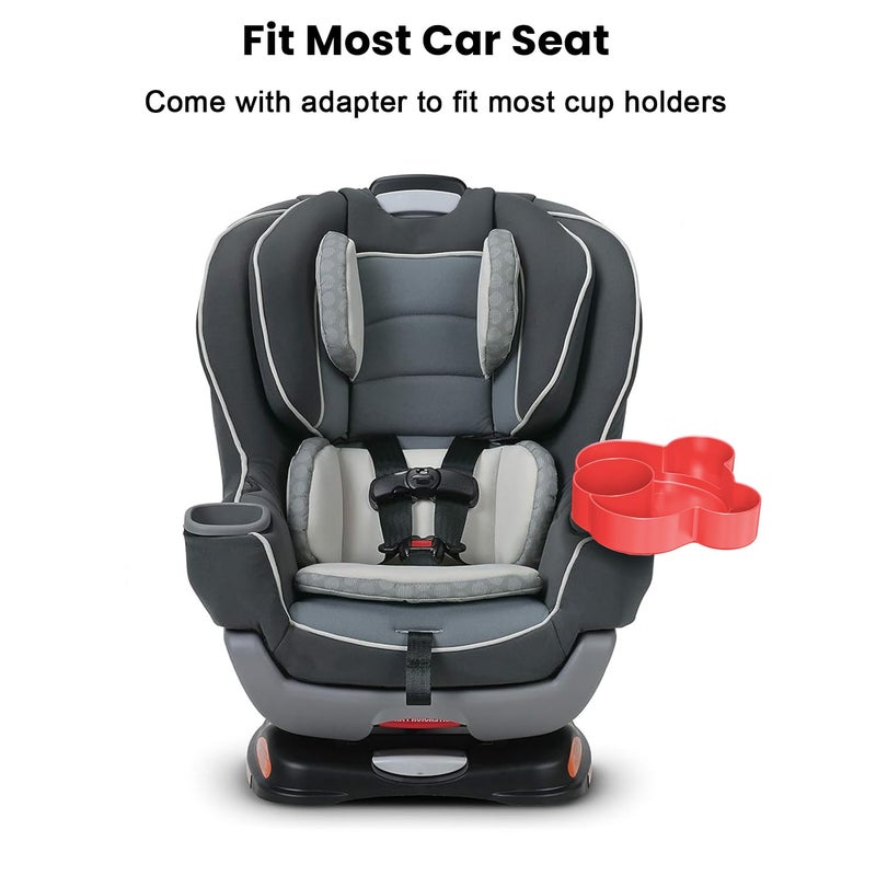 BlueOrigin Red Car Seat Tray - Convert Cup Holder to Snacks & Toys Tray, 360 Rotatable for Kids Travel, Booster & Stroller - Image 3